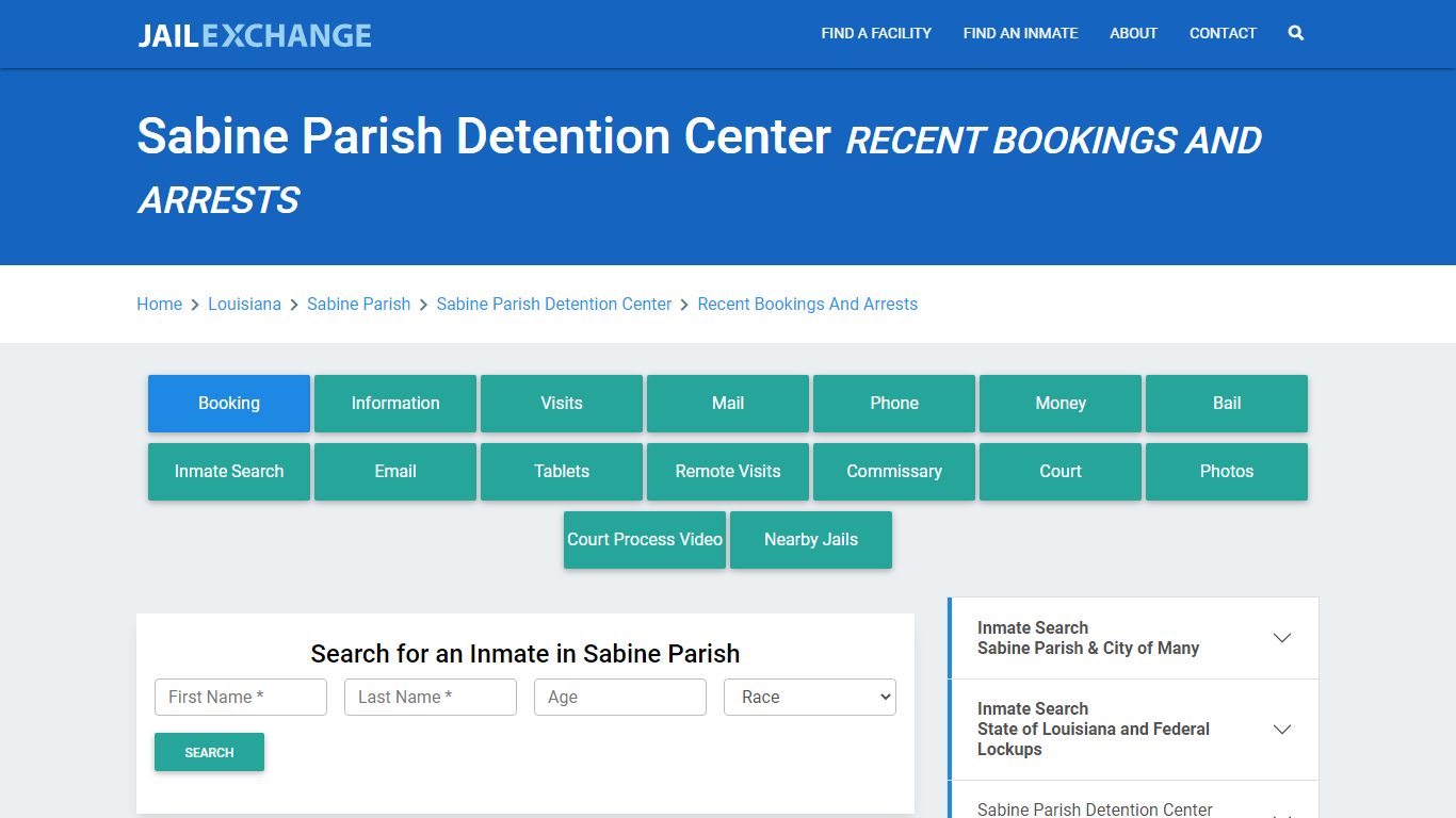 Sabine Parish Detention Center Recent Bookings And Arrests - Jail Exchange